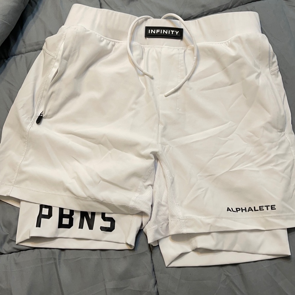 Medium White Alphalete Infinity Pro Shorts